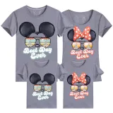 Family Matching Clothing Top Parent-kids Cartoon Mice Castle Sunglass Family T-shirts