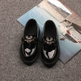 Girls Soft Thick Soled Patent Leather Loafers Shoes Mouse Uniform Dress Shoes