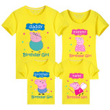 Family Matching Clothing Top Parent-kids Custom Name Birthday Party Celebration For Girls Cartoon Piggy Family T-shirts