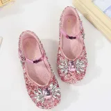 Girls Princess Glitter Sequins Crystal Gems Soft Soled Flat Dress Shoes