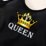 Matching Family Swimsuit King Prince Swim Black Swim Trunks and Queen Princess Bikini Swimwear