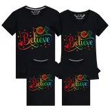 Family Matching Clothing Top Parent-kids Rainbow Believe Family T-shirts