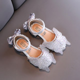 Girls Princess Sequins Mesh Butterfly Soft Flat Soled Dress Shoes