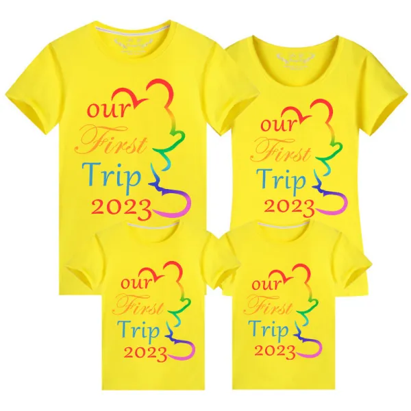 Family Matching Clothing Top Parent-kids Our First Trip 2023 Family T-shirts