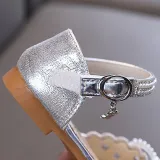 Girls Princess Glitter Sequins Pearl Bow Flower Girl Soft Soled Dress Shoes