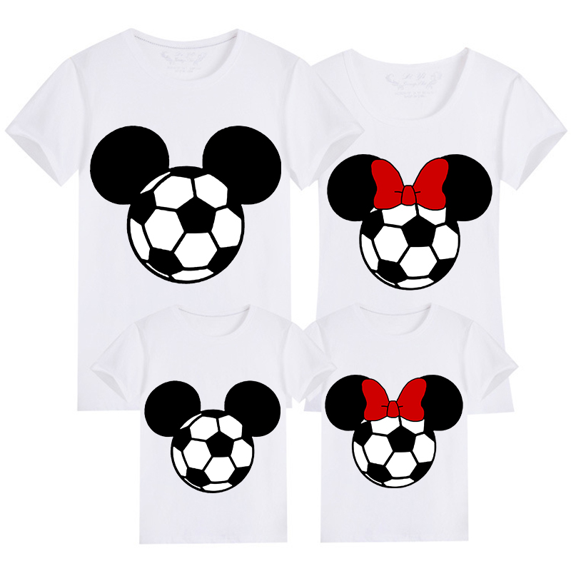 Family Matching Clothing Top Parent-kids Cartoon Mice Soccer Family T-shirts