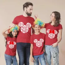 Family Matching Clothing Top Parent-kids Cartoon Mice Heart Family T-shirts