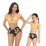 Mom and Me Tankini Bikini Hight Waist Ruffle Two Pieces Bikini Set Swimwear