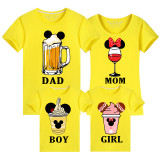 Family Matching Clothing Top Parent-kids Cartoon Mice Drinks Family T-shirts