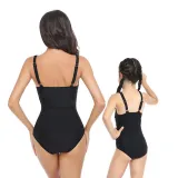 Matching Family Swimsuit Crossing Halter Mesh Palm Leaves Mom and Me Swimwear