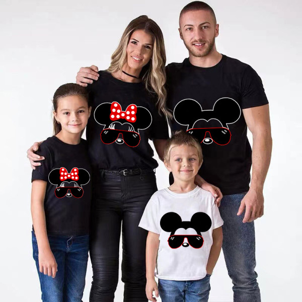 Family Matching Clothing Top Parent-kids Cartoon Mice With Sunglasses Family T-shirts
