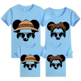 Family Matching Clothing Top Parent-kids Cartoon Mice Leopard Sunglass Family T-shirts