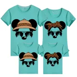 Family Matching Clothing Top Parent-kids Cartoon Mice Leopard Sunglass Family T-shirts