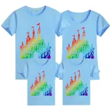 Family Matching Clothing Top Parent-kids Rainbow Castle Family T-shirts