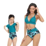 Matching Family Swimsuit Mom and Me Vintage High Waist Two Piece Bikini Set Swimwear
