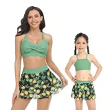 Matching Family Swimsuit Mom and Me Tankini Mesh Skirt Bikini Set Swimwear