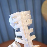 Kid Girls Gladiator Pearl Bowknot Side Zipper Sandal Shoes