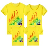 Family Matching Clothing Top Parent-kids Rainbow Castle Family T-shirts