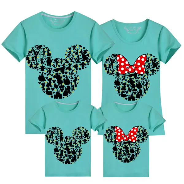 Family Matching Clothing Top Parent-kids Cartoon Mice Print Family T-shirts