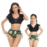 Mom and Me Tankini Bikini Hight Waist Ruffle Two Pieces Bikini Set Swimwear