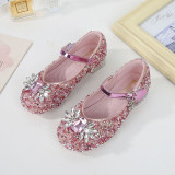 Girls Princess Glitter Sequins Crystal Gems Soft Soled Flat Dress Shoes