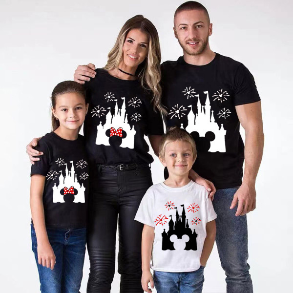 Family Matching Clothing Top Parent-kids Cartoon Mice Castle Family T-shirts