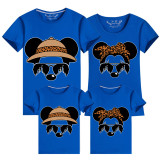 Family Matching Clothing Top Parent-kids Cartoon Mice Leopard Sunglass Family T-shirts