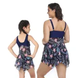 Mom and Me Plus Size Palm Leaves Prints Hight Waist Bikini Set Swimwear
