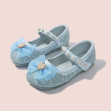 Girls Princess Glitter Sequins Mesh Bow Soft FlatDress Shoes