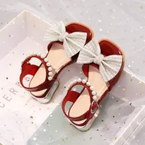 Kids Girl Open Toe Bowknot Soft Rubber Flats Summer Sandals