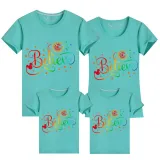 Family Matching Clothing Top Parent-kids Rainbow Believe Family T-shirts