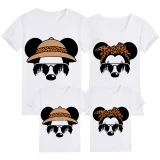 Family Matching Clothing Top Parent-kids Cartoon Mice Leopard Sunglass Family T-shirts