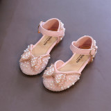 Girls Princess Pearls Bowknot Soft Flat Dress Shoes