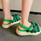Kids Girl Velcro Weaving Soft Rubber Flats Summer Sandals