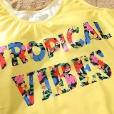 Matching Family Swimsuit Tropical Vibes Trunks and Bikini One Piece Yellow Swimwear