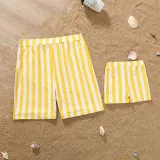 Matching Family Suit Boy Striped Swim Trunks and Girl Bikini One Piece Swimsuit