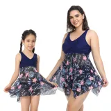 Mom and Me Plus Size Palm Leaves Prints Hight Waist Bikini Set Swimwear