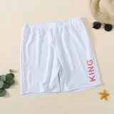 Matching Family Swimsuit White King Prince Swim Trunks and Queen Princess Bikini Swimwear