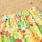 Matching Family Swimsuit Fruits Prints Swim Trunks and High Waist Sling Ruffle Bikini Two Pieces Swimwear