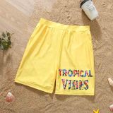 Matching Family Swimsuit Tropical Vibes Trunks and Bikini One Piece Yellow Swimwear