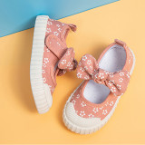 Kids Girl Bowknot Breathable Soft Flat Soles Canvas Sneaker Shoes
