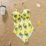 Matching Family Suit Hawaii Coconut Tree Beach Ruffle Swimsuit