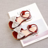 Kids Girl Open Toe Bowknot Soft Rubber Flats Summer Sandals