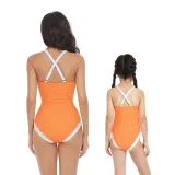 Matching Family Swimsuit Mom and Me Casual Back Crossing One Piece Swimwear