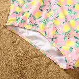 Matching Family Swimsuit Fruits Prints Swim Trunks and Crossing Hanging Bikini One Piece Swimwear