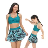 Matching Family Swimsuit Mom and Me Tankini Mesh Skirt Bikini Set Swimwear