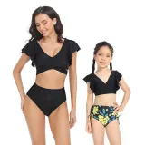 Matching Family Swimsuit Mom and Me Ruffle Hight Waist Tankini Bikini Set Swimwear