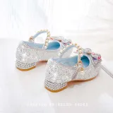 Girls Princess Glitter Sequins Butterfly Mary Jane Low Heel Dress Shoes