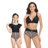Matching Family Swimsuit Mom and Me Vintage High Waist Two Piece Bikini Set Swimwear
