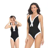 Matching Family Swimsuit Mom and Me Casual Back Crossing One Piece Swimwear